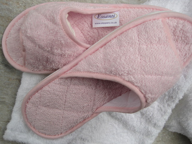Style 200 Pink Towelling Peeptoe Slippers